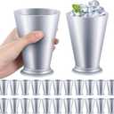 24 Pcs Plastic Mint Julep Cups Bulk 10 oz Silver Cocktail Mint Julep Glasses for Festival Party Supplies Bar Kitchen Restaurant Beer Juice Beverage