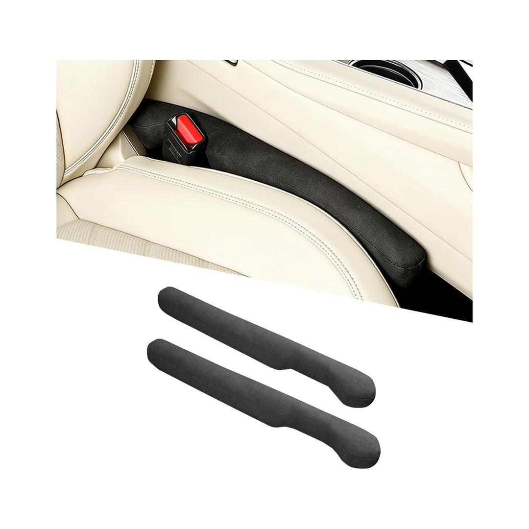 ANFTDCO 2PCS Car Seat Gap Filler, 2PCS Leather Between Chair Console Gap Plug to Impede ltems from Dropping, Automotive Interior Seat Seam Guard Stopper, Universal for Sedan RV Truck (Black)