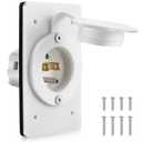 1 Pack 15AMP Straight Blade Flanged Male Power Inlet Receptacle, 15 A, 125V NEMA 5-15P Integrated Nylon Faceplate Body and Rubber Waterproof Cover Electrical Outlet for Home/car/Boat/RV Inlet (White)