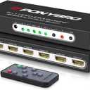 HDMI 2.0 Switch 5 Port 4K@60Hz Auto-Switching  5 in 1 Out with Remote, HDR10, 3D, Ultra HD for PS5/Xbox/PC/Fire TV, Zero Delay (Matte Black)