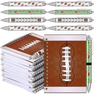 Resurhang 24 Pcs 12 Sets Football Party Favors Gifts 5.5 x 4.3'' Football Spiral Notebook Ballpoint Pens for Coaching Supplies Coach Gifts Team Party Players Sports Lover