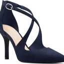 Minshluu Women's Pumps High Heels Pointed Toe Crossed Strap D'Orsay Zip up Stilettos Party Dress Shoes (5.5, Navy Blue)