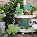 COCHIE Shamrock St Patricks Day Decorations, Wooden St. Patrick's Day Tiered Tray Decor Set of 4, Green Clover Saint Patrick Day Table Top Decoration for Home, Shelf, Door, Office Party (Retro)