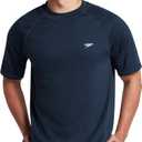 Speedo Men's UV Swim Shirt Short Sleeve Loose Fit Easy Tee (XX-Large, Loose New Navy)