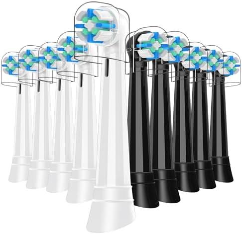 Brush Heads Compatible with Oral B IO 2/3/4/5/6/7/8/9/10/Deep Clean Series Electric Toothbrush, IO Toothbrush Heads (10 Black/White)