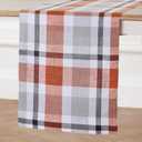 2 x Solino Home Pure Linen Cinnamon Plaid Table Runner 14 x 36 Inch for Coffee Tabletop, Dresser, and Bedroom  Fall Buffalo Check