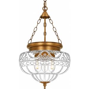 3-Light Brushed Antique Brass Pendant Light Fixtures with 12In Unique Thickened Glass, Vintage Pendant Lights Kitchen Island with Adjustable Chain, Hanging Light Fixtures for Entryway, E26*3