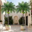8ft Tall Artificial Phoenix Palm Tree with 3 Coconut Fruits, Large Fake Tropical Silk Tree Outside, Fake Tree Perfect for Indoor Outdoor Patio Poolside Yard Doorway Home Office Decor