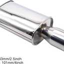 Exhaust Muffler 2.5" (63MM) Inlet / 3" (73MM) Outlet Silver Stainless Steel Car Silencer 11.8 Inch (300MM) Oval Body Length / 21.3" (540MM) Overall Length