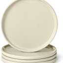 Amazon Basics Glazed Stoneware Appetizer Plates, Ceramic 4-Piece Set, Microwave and Dishwasher-Safe, 6.7 in., Ivory