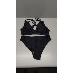 Fanuerg Women's Sexy V Neck Bikini Sets Hollow Out Two Piece Swimsuits Cutout Mid Waist Bathing Suit M