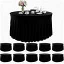 10 Pack Black Round Spandex Tablecloths for 60in Tables, 120 Inch Stretch Fitted Table Skirts, Wrinkle-Free Washable Polyester Covers for Wedding, Banquet & Party, 10 pcs