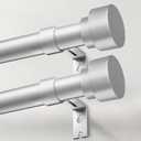 Heavy Duty Curtain Rods for Windows 28 to 48 Inch, 1 Inch Silver Curtain Rods Set of 2 for Outdoor Patio, Farmhouse, Bedroom, Kitchen, Adjustable Easy Install Drapery Rod(Silver,30-60-2p)