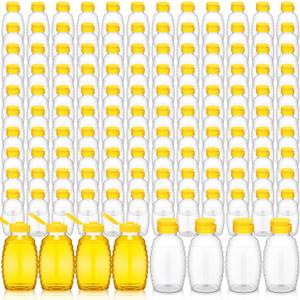 Tioncy 120 Pcs Clear Plastic Honey Bottles 16 Oz Honey Jars with Lids Honey Bottle Containers Empty Honey Bear Bottle Squeeze Honey Bottle for Easy Storing and Dispensing