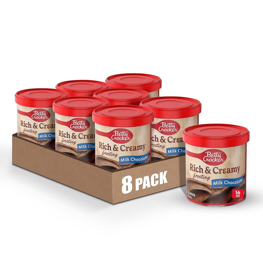 Betty Crocker Rich & Creamy Milk Chocolate Frosting, Gluten Free, 16oz, 8pk