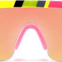 FEISEDY Oversized Mirror Shield Sport 80s Sunglasses Ski Goggles Flat Top One Piece Futuristic Visor Women Men B2522 (002 Yellow Frame Yellow Mirrored Lens)