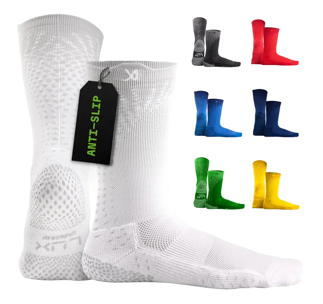 LUX Sports Thin Grip Socks for Cleat Sports - Moisture-Wicking Anti Slip Socks for Men & Women - Soccer, Football, Baseball
