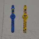 2 Pack AirTag Bracelet for Kids, Waterproof Cute Cartoon Air tag Holder for Kids with Watch Band Design, Full Coverage Silicone Airtag Hidden Accessories for Child, Healthy Material Blue + Yellow