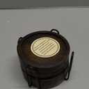 SAMHITA Mango Wood Coasters for Drinks with Iron Holder Stand Set of 5 for Drinking Glasses, Tabletop Protection for Any Table Type