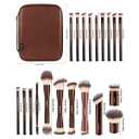 MAANGE 20 PCS Makeup Brush Set with Bag, Double-ended Kabuki Brush Foundation Contour Brush for Liquid Powder Concealer Eye Shadows Cream Cosmetics Blending Blush Face Makeup Tools with Case (Coffee)