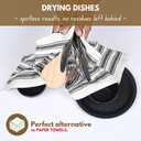 Native Fab 100% Cotton Striped Kitchen Towels - Set of 12-16"x26"- Basket Weave Stripe Dish Towels for Quick Drying, Absorbent Kitchen Wash Cloths Set with Hanging Loop - Black
