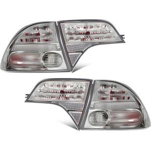 Tail Lights Outer Inner Compatible with 2006-2011 Civic 4-Door Sedan/Hybrid 4-Pieces (L+R) Taillight Taillamp with Bulb 33551-SNA-A01 33501-SNA-A01