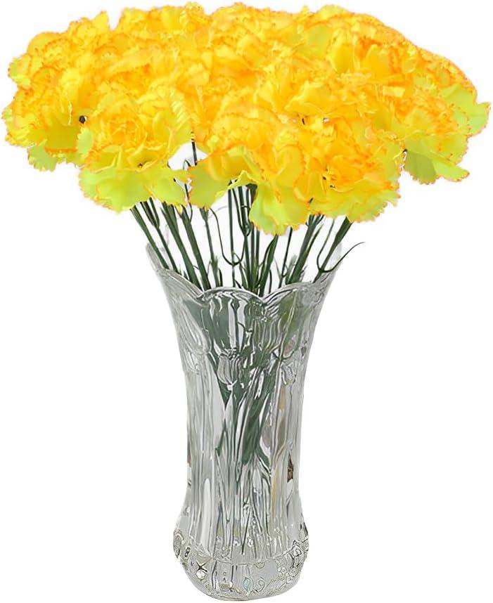 JPORSHU 10Pcs Artificial Flowers Carnation Flower,Silk Carnations Flower Bouquets, for Wedding, Home Office Garden Decoration, Table Centerpieces, Floral Arrangements (Yellow)