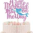 A Little Mermaid is on The Way Cake Topper - Girl Baby Shower Cake Topper - Under The Sea, Welcome Baby Girl, Mermaid Themed Baby Shower Party Decorations