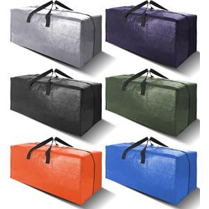 6 Pack Heavy Duty Extra Large Moving Bags W/Backpack Straps - Strong Handles & Zippers, Storage Totes For Space Saving, Fold Flat, Alternative to Box and Bin (40 gal, Multicolor)