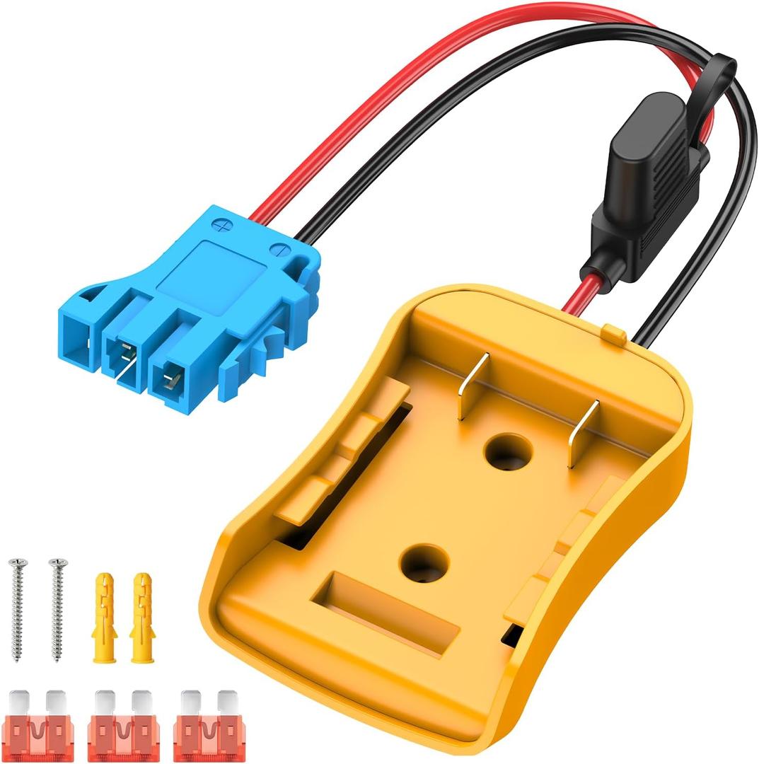 Battery Adapter Compatible with Dewalt 20V Battery, Conversion Kit with Fuse Holder and Wire Harness Connector Compatible with with Peg-Perego Kids Ride-on Toy