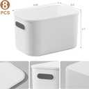 ORGIDOL 8 Pack White Storage Bins with Lids Stackable Storage Container for Organizing, Storage Boxes with Handle for Shelves, Cute Storage Bin for Craft, Snacks, 9.85x6.9x5.7 inch