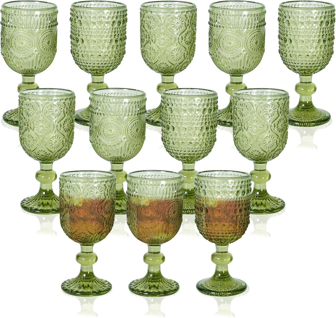 3oz Cordial Glasses Set of 12, Green Shot Glass With Stem,Tequila Shot Glasses Sherry Glasses, Aperitif Glasses for Brandy,Wedding Party and Bars,Dishwasher Safe
