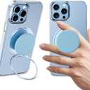 AUROX for MagSafe Phone Grip, Magnetic Phone Grips [Popup Comfortable Grip], Expandable Collapsible Mobile Phone Grip Stand Holder for Magsafe Kickstand, for iPhone 16 15 14 13 12 Series,Light Blue