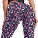 Breast Cancer High Waisted Yoga Pants for Women 4-Way Stretch Soft Running Workout Leggings Athletic Yoga Pants S (Blue, S)