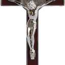 Calculs Metal & Wood Crucifix Table Cross - Catholic Table Cross With Stand For Prayers Home Decor 8"