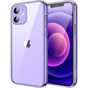 JETech Case for iPhone 12/12 Pro 6.1-Inch, Non-Yellowing Shockproof Phone Bumper Cover, Anti-Scratch Clear Back (Deep Purple)
