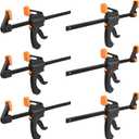 5 Pack 10 Inch F Bar Clamp, Medium Duty 300lbs One Handed Clamps/Spreader, Bar Clamps for Woodworking, Crafting, by GENHAKON