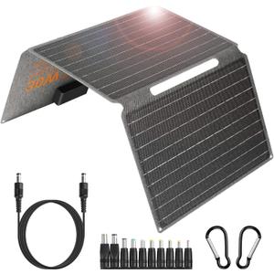 Portable Foldable Solar Panel Kit 30W 18V ETFE Solar Panels Charger with USB 3.0, Type-C and DC Outputs Fast Charging Compatible with iPhone, iPad, Power Banks, IP67 Waterproof for RV Camping Off-Grid