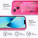 MOWIME Compatible with iPhone 13 Case with Card Holder, Floral Flower Shockproof Soft TPU Protective Cover Women Girls, Anti Scratch Wallet Case for iPhone 13 6.1 Inch, Hot Pink