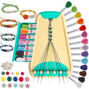 Maynacs Arts and Crafts for Kids Ages 8-12,Friendship Bracelet Making Kit for Girl,Kids Jewelry Making Kit with 28 Pre-Cut Threads,Christmas Birthday Gifts for Ages 6 7 8 9 10 11 12 Year Old Cyan