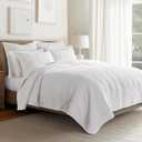 Levtex Home Cloud Waffle King/Cal King Quilt Set (106x92in) and 2 Pillow Shams (36x20) - Box Quilted Waffle Texture - Bright White - Cotton King Size Quilt Bedding Set - Lightweight Soft Pre-Washed