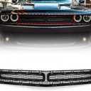 Front Upper Grille Compatible with Dodge Challenger 2015 2016 2017 2018 2019 2020 2021 2022 Matte Black Grill with Black Molding 68262955AD CH1200390