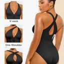 SHAPELLX Women One Piece Swimsuits Tummy Control Bathing Suits Push Up Slimming Swimwear with Built-in Bra V Neck (Black, XXXL)