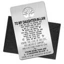 To My Daughter in Law Wallet Card, Engraved Metal Wallet Insert Card Love Note from Mother-in-law for Daughter in Law, Christmas Anniversary Birthday Bride Wedding Gifts for Daughter-in-law