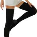 Medical Compression Thigh High Anti Embolism Stockings 15-20mmHg, for Edema, Varicose Veins, Swelling with Inspection Hole, Women & Men XL