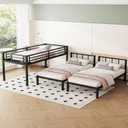 Bellemave Twin Size Triple Bunk Bed for 3 Kids, Heavy Duty Metal Triple Bunk Bed with Safety Fence, Heavy Duty Triple Beds for Kids, Teens, Black