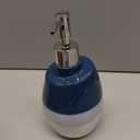 KERMANDO Ceramic Soap Dispenser â€“ 16oz Refillable Lotion or Liquid Soap Bottle with Pump, Blue and White Speckled Glaze, Modern Ceramic Bathroom and Kitchen Countertop Accessory