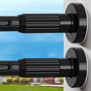 2Pack Black Extra Long Tension Rod 41-165inch Heavy Duty Tension Curtain Rods no Drilling Outdoor Curtain Rod for Patio,Windows,Diameter 1.26inch