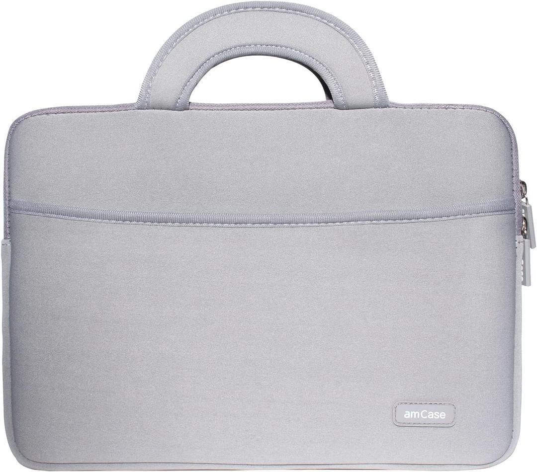 amCase Chromebook Case Travel/Carry Sleeve with Handle-Black (11.6 to 12 inch, Grey)