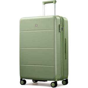 Hanke Expandable 26 Inch Luggage with Spinner Wheels, Hardside Large Suitcase, All-PC Hard Shell Travel Luggage, TSA Lock, Lightweight Durable Checked-Medium (Bamboo Green, 93L)
